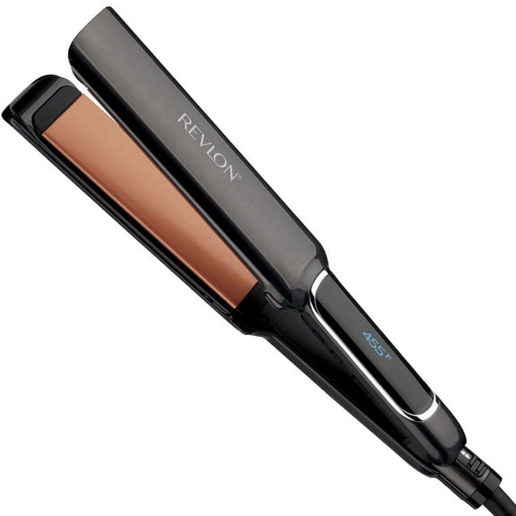 Revlon Pro Collection 1-1/2 Inch Copper Extra Long Plates Flat Iron, Black