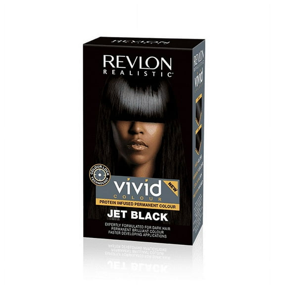 Revlon Realistic Vivid Colour Protein Infused Permanent Color Hair Jet Black, 3.7 oz