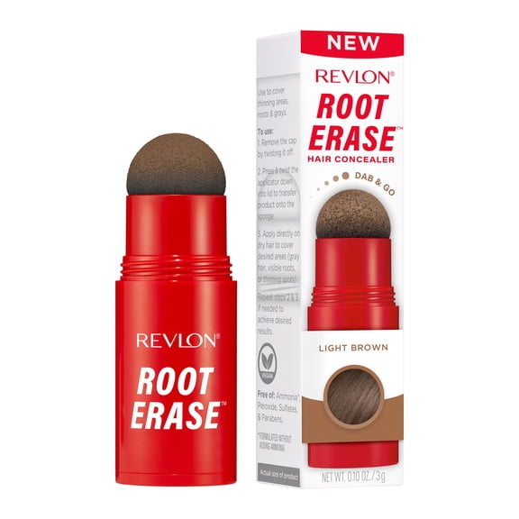 Revlon Root Erase Hair Concealer, Dab & Swipe Instant Root Cover Up, Temporary, 04 Light Brown, 0.10 oz