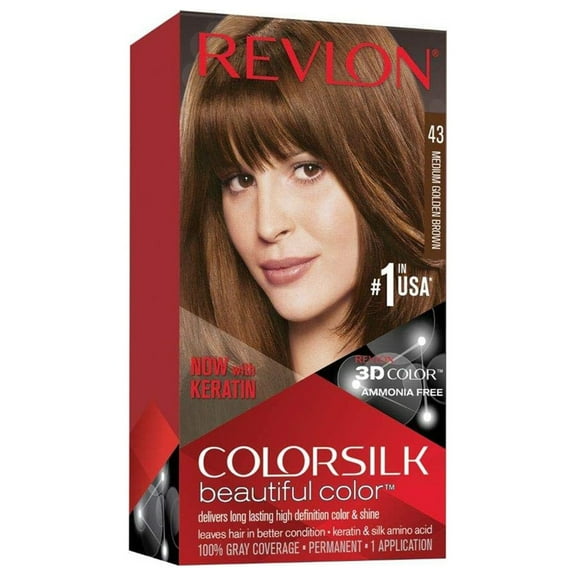 Revlon Root Erase by ColorSilk Ammonia-Free Permanent Color, Medium Golden Brown #43