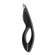 Revlon Slant Tip Wide Grip Tweezer for Eyebrows, Stainless Steel, Black