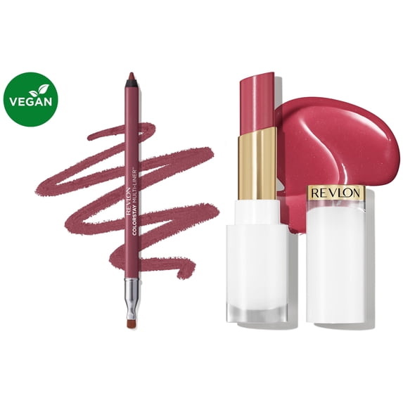 Revlon Super Lustrous Glass Shine and ColorStay Multi-Liner Bundle, Glossed Up Rose and Dallying, Pack of 2