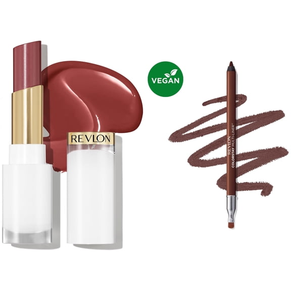 Revlon Super Lustrous Glass Shine and ColorStay Multi-Liner Bundle, Rum Raisin and Catalyst, Pack of 2