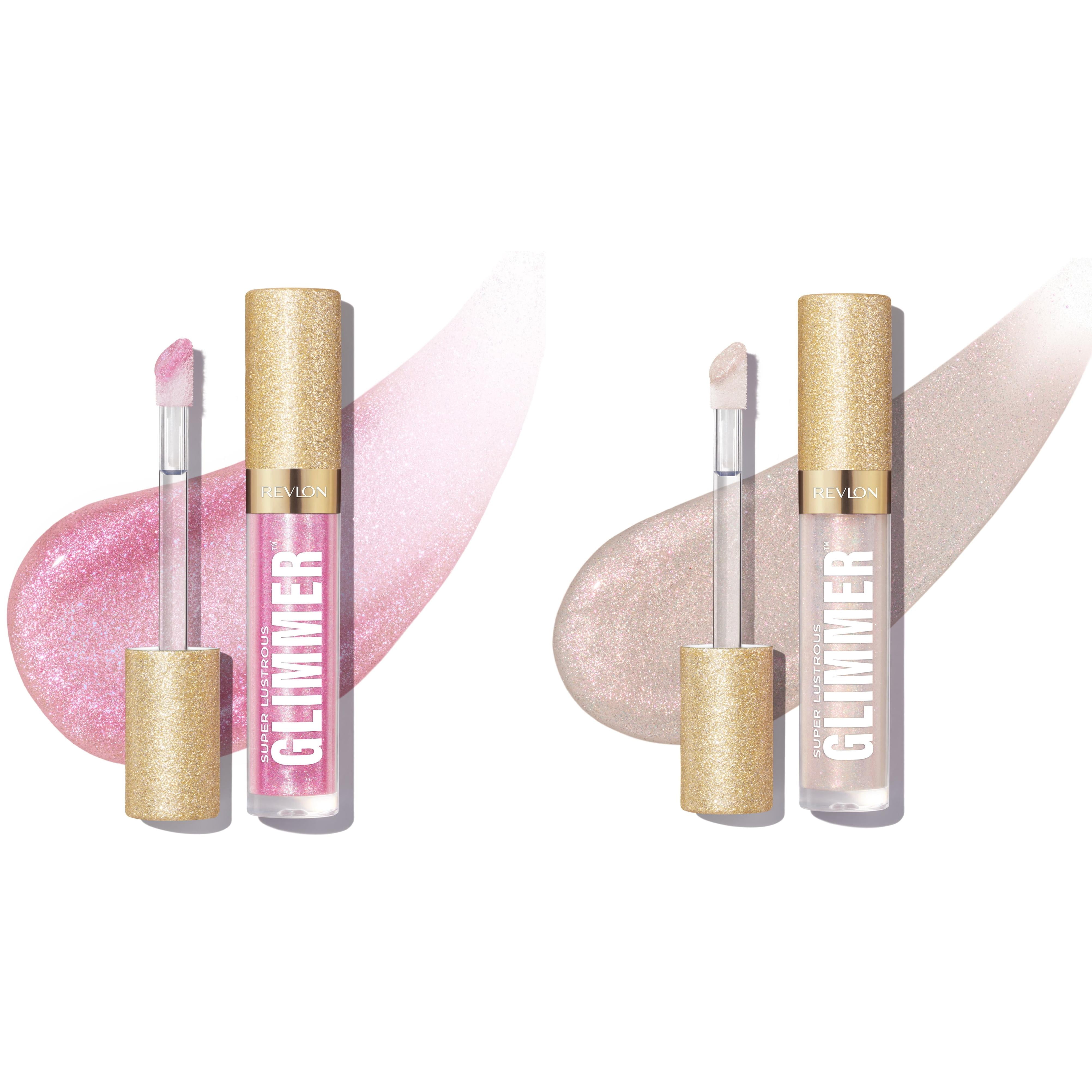 Revlon Super Lustrous Glimmer High-Shine Lip Gloss, Pink Prism 002 & Diamond Drama 001, Pack of 2