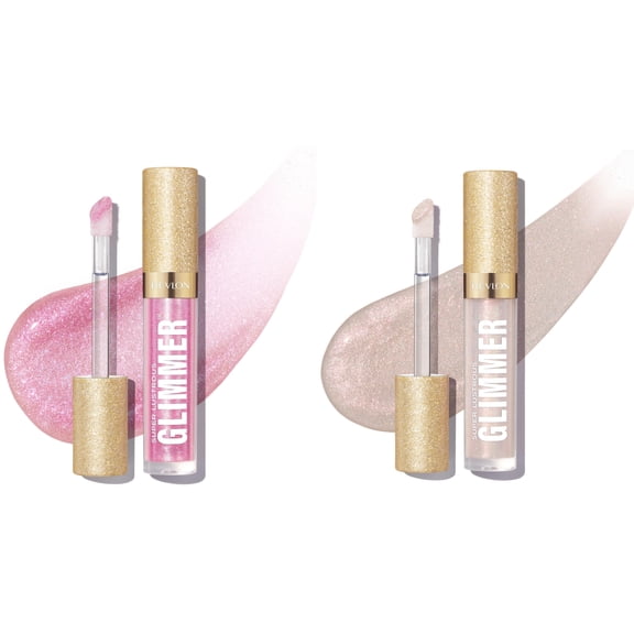 Revlon Super Lustrous Glimmer High-Shine Lip Gloss, Pink Prism 002 & Diamond Drama 001, Pack of 2