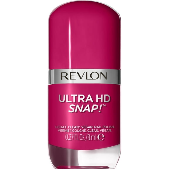 Revlon Ultra HD Snap Nail Colors, Natural Rich Glossy Nail Polish, 100% Vegan Formula, No Base and Top Coat Needed, 029 Berry Blissed, 0.27 fl. Oz. (Pack of 4)