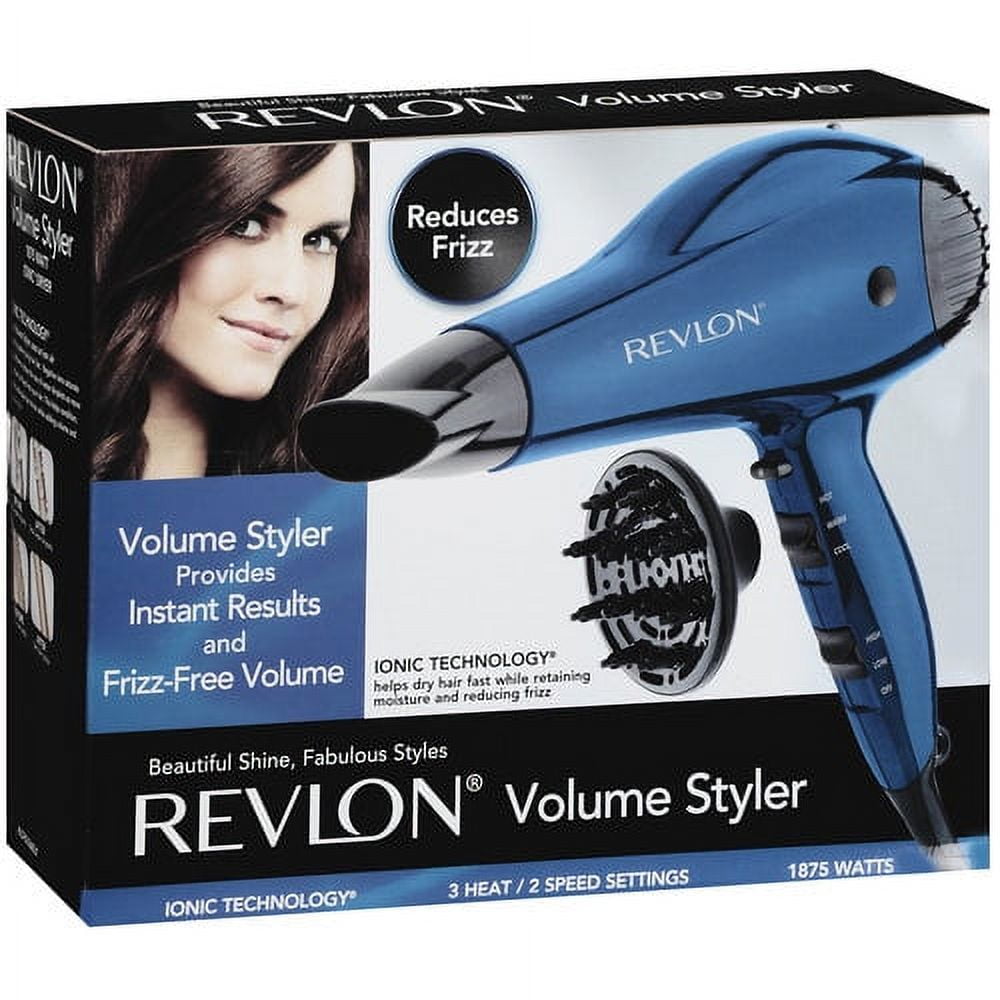 Revlon Volume Styler 1875 W Blue Ionic Hair Dryer - Walmart.com