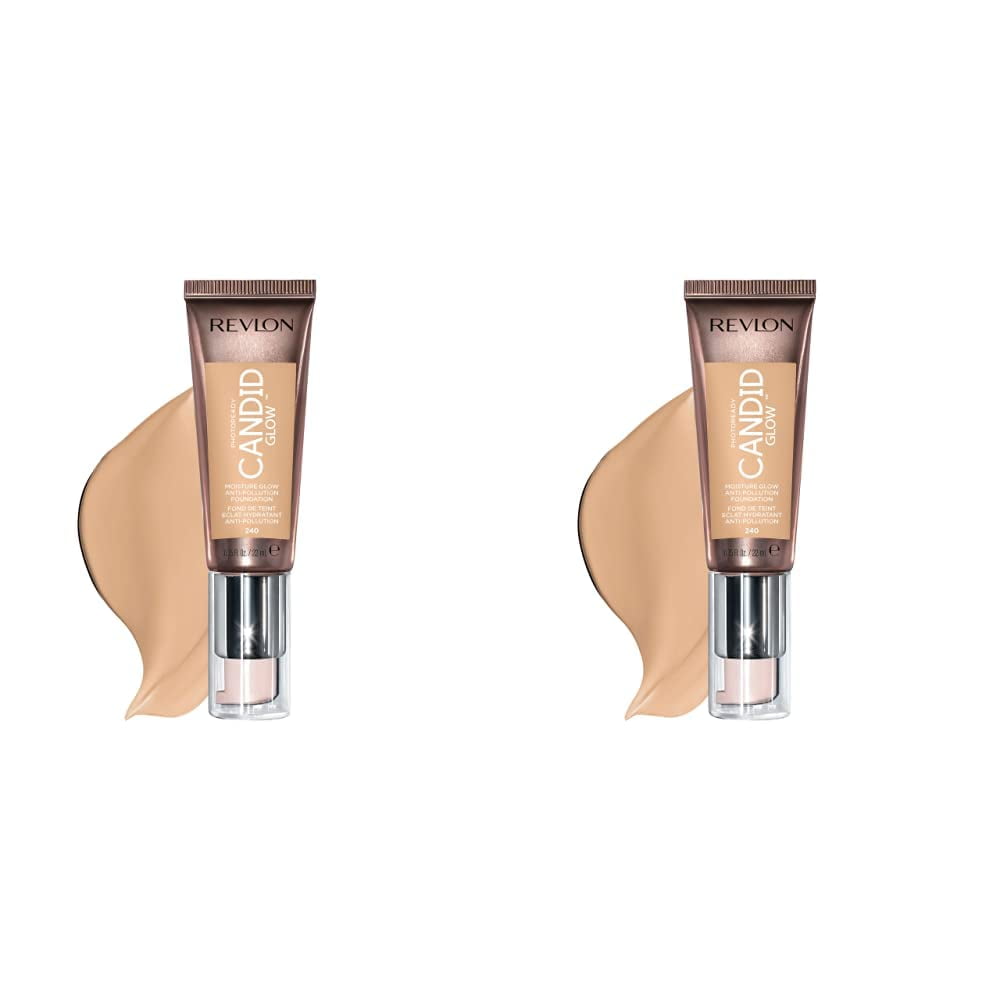 Revlon's Photo Ready Candid Glow Liquid Foundation: Longwear, Natural Glow Finish for Sensitive and Dry Skin - Pack of 2, 240 Natural Beige, 0.75 Oz