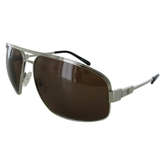 Revo Unisex 1002 Stargazer Aviator Sunglasses, Chrome/Brown