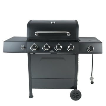 RevoAce 4-Burner Propane Gas Grill with Side Burner, Pewter Fleck and Black