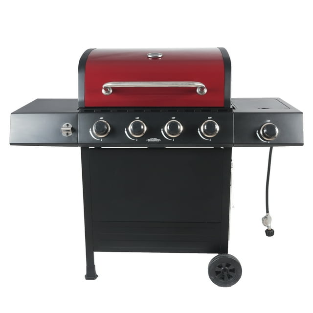 RevoAce 4Burner Propane Gas Grill with Side Burner, Red Sedona