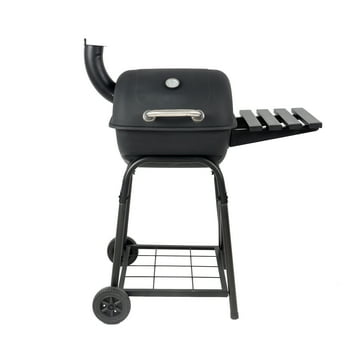 RevoAce Steel Mini Barrel Charcoal Grill with Side Shelf, Black, CBC1760W