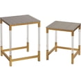 thumbnail image 1 of RevoGlow Commerce Annidarsi Square Nesting Tables with Clear Acrylic Legs, Gold, 1 of 9