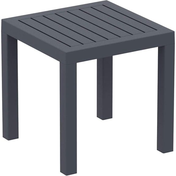 RevoGlow Commerce Ocean Square Resin Patio Side Table in Dark Gray, Commercial Grade