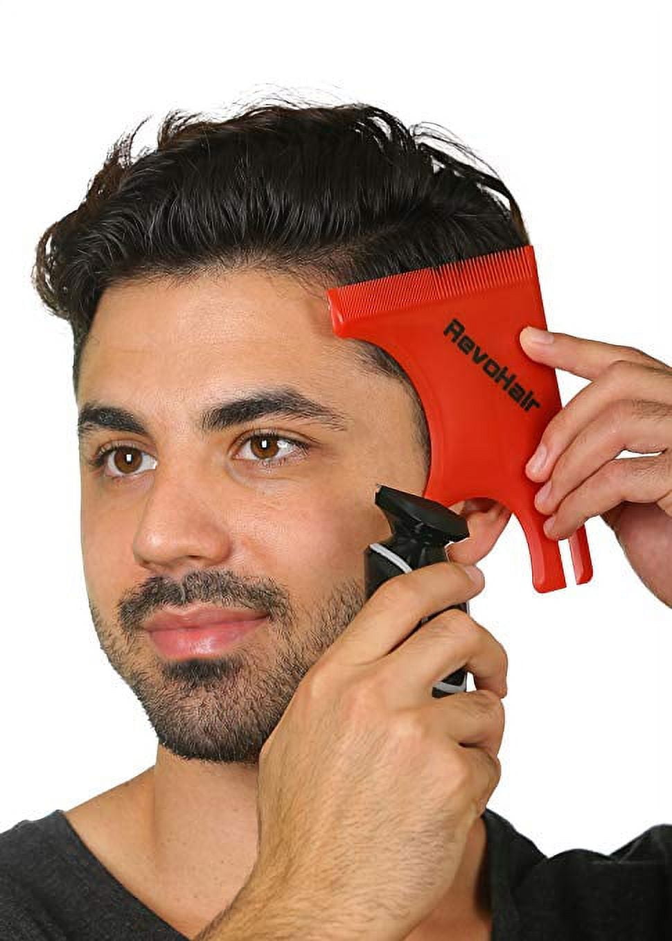 RevoHair Haircut Tool - Multi-Curve Hairline Template/Stencil/Guide For Men - Barber Supplies - Lightweight - With Hair & Beard Comb - Lineup & Edge up - Do it Yourself