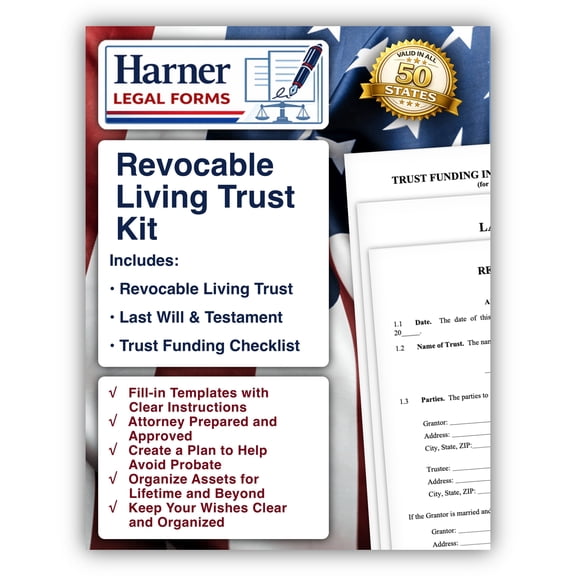Revocable Living Trust Kit – Revocable Living Trust + Pour-Over Will + Trust Funding Checklist – Attorney-Drafted Templates with Instructions
