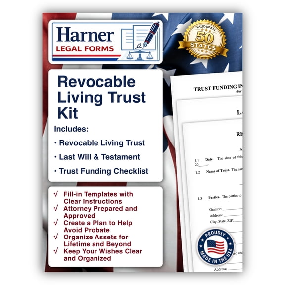 Revocable Living Trust Kit – Revocable Living Trust + Pour-Over Will + Trust Funding Checklist – Attorney-Drafted Templates with Instructions
