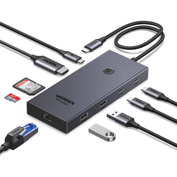 Revodok Pro 9 in 1 USB C Hub Gigabit Ethernet Adapter 4K@60Hz HDMI, 100W PD Charging, A Data Ports, SD/TF Card Reader Compatible with Mac M1, M2, M3,M4, Steam Deck