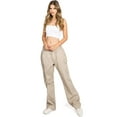 thumbnail image 1 of Revolt PLUS SIZE Women's Juniors Baggy Straight Leg Carpenter Cargo Pants (Khaki, 18 Plus), 1 of 7