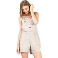 thumbnail image 1 of Revolt PLUS SIZE Women's Juniors Classic Twill Short Overalls (Khaki, 20), 1 of 4