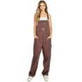 thumbnail image 1 of Revolt Plus Size Women's Juniors Baggy Straight Leg Denim Overalls (Cool Plum, 14), 1 of 3