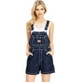 thumbnail image 1 of Revolt Plus Size Women's Juniors Classic Twill Short Overalls (Dark Denim, 22), 1 of 4