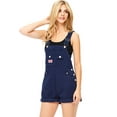 thumbnail image 1 of Revolt Plus Size Women's Juniors Twill or Denim Short Overalls (Navy, 22), 1 of 4