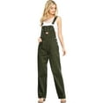 thumbnail image 1 of Revolt Women's Juniors Baggy Straight Leg Twill Overalls (16, Olive), 1 of 4