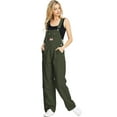 thumbnail image 1 of Revolt Women's Juniors Baggy Straight Leg Twill Overalls (16, Olive), 1 of 3