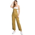 thumbnail image 1 of Revolt Women's Juniors Baggy Straight Leg Twill Overalls (Mustard, Large), 1 of 9