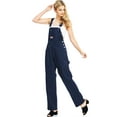 thumbnail image 1 of Revolt Women's Juniors Baggy Straight Leg Twill Overalls (Navy Blue, Medium), 1 of 4