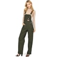 thumbnail image 1 of Revolt Women's Juniors Baggy Straight Leg Twill Overalls (Olive, Large), 1 of 4