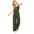 thumbnail image 1 of Revolt Women's Juniors Baggy Straight Leg Twill Overalls (True Olive, 14), 1 of 3