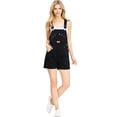 thumbnail image 1 of Revolt Women's Juniors Casual Classic Soft Twill Short Overalls (Black Sky, Large), 1 of 3