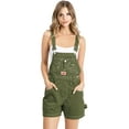 thumbnail image 1 of Revolt Women's Juniors Casual Classic Soft Twill Short Overalls (Bold Olive, Medium), 1 of 3