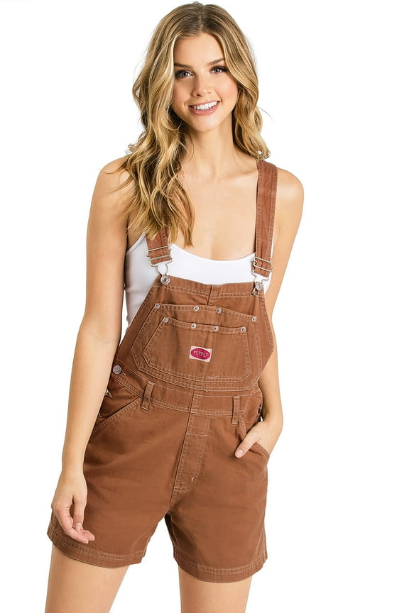Revolt Women's Juniors Classic Twill Short Overalls (18, Rust)