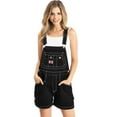 thumbnail image 1 of Revolt Women's Juniors Classic Twill Short Overalls (Black/WT Stitch, Medium), 1 of 4