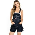 thumbnail image 1 of Revolt Women's Juniors Classic Twill Short Overalls (L, Dark Denim), 1 of 3