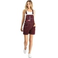 thumbnail image 1 of Revolt Women's Juniors Classic Twill Short Overalls  (Wine, Small), 1 of 4