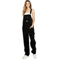 thumbnail image 1 of Revolt Women's Juniors Plus Size Baggy Straight Leg Twill Overalls (Black, 26), 1 of 3
