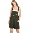 thumbnail image 1 of Revolt Women's Juniors Plus Size Classic Twill Short Overalls (14, Olive), 1 of 3