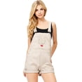thumbnail image 1 of Revolt Women's Juniors Vintage Denim Short Overalls (Khaki, Large), 1 of 2