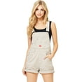 thumbnail image 1 of Revolt Women's Juniors Vintage Denim Short Overalls (Fresh Khaki, Medium), 1 of 2