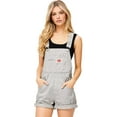 thumbnail image 1 of Revolt Women's Juniors Vintage Twill/Denim Short Overalls (S, Light Gray), 1 of 3