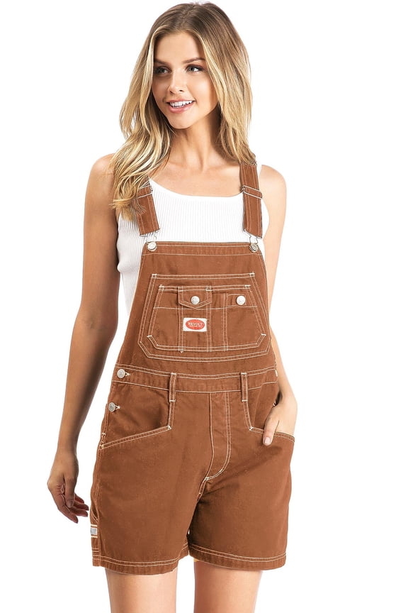 Revolt Womens Juniors Classic Retro Shortalls (Rust, Small)