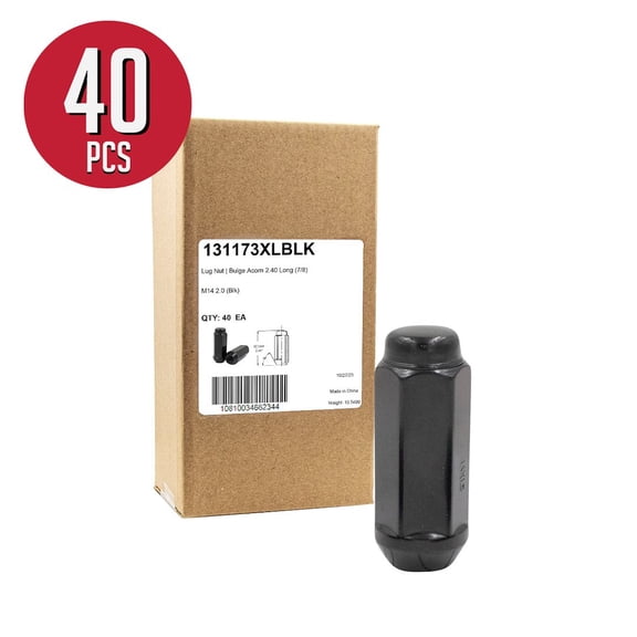 Revolution 31173XLBLK 2.40 in. Long, 0.875 in. Hex & M14 x 2.0 Thread OEM Style Lug Nuts, Black