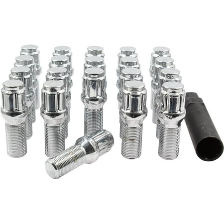 Wheel Accessories Parts 20 Pcs 15mm 1.25 Thread Acorn Seat Lug Bolt Car Spline 28mm Thread Length Chrome Fits 2019+ Mercedes GLE GLS | 2021+ Maybach GLS 600