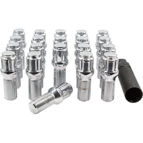 Wheel Accessories Parts 20 Pcs 15mm 1.25 Thread Acorn Seat Lug Bolt Car Spline 28mm Thread Length Chrome Fits 2019+ Mercedes GLE GLS | 2021+ Maybach GLS 600