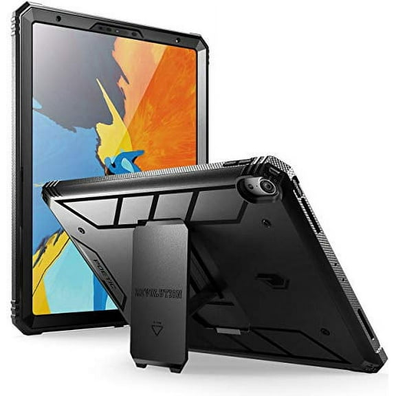 Revolution [Built-in-Screen Protector][Kick-Stand][Not Supported Apple Pencil Magnetic Attachment] Full-Body Heavy Duty Case for Apple iPad Pro 11 (2018) - Black