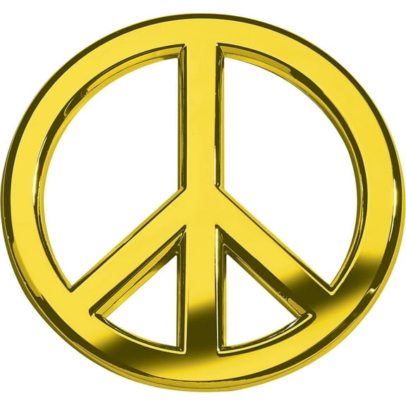 Revolution Car Badges 3D Peace Sign, Automotive Emblem Decals Stickers, Gold-Plated Alloy Metal